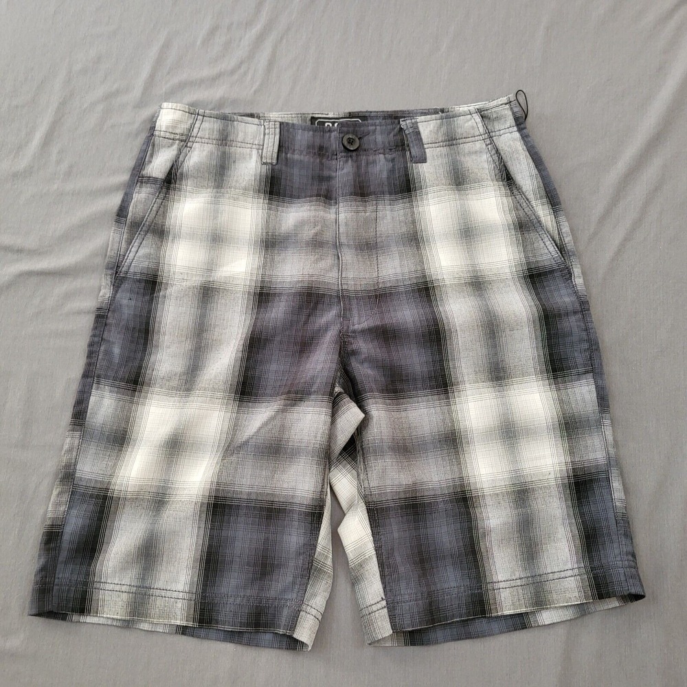 CSG Champs Sports Gear Mens Plaid Shorts Size 32 Grey Black‎ Check Flat Front